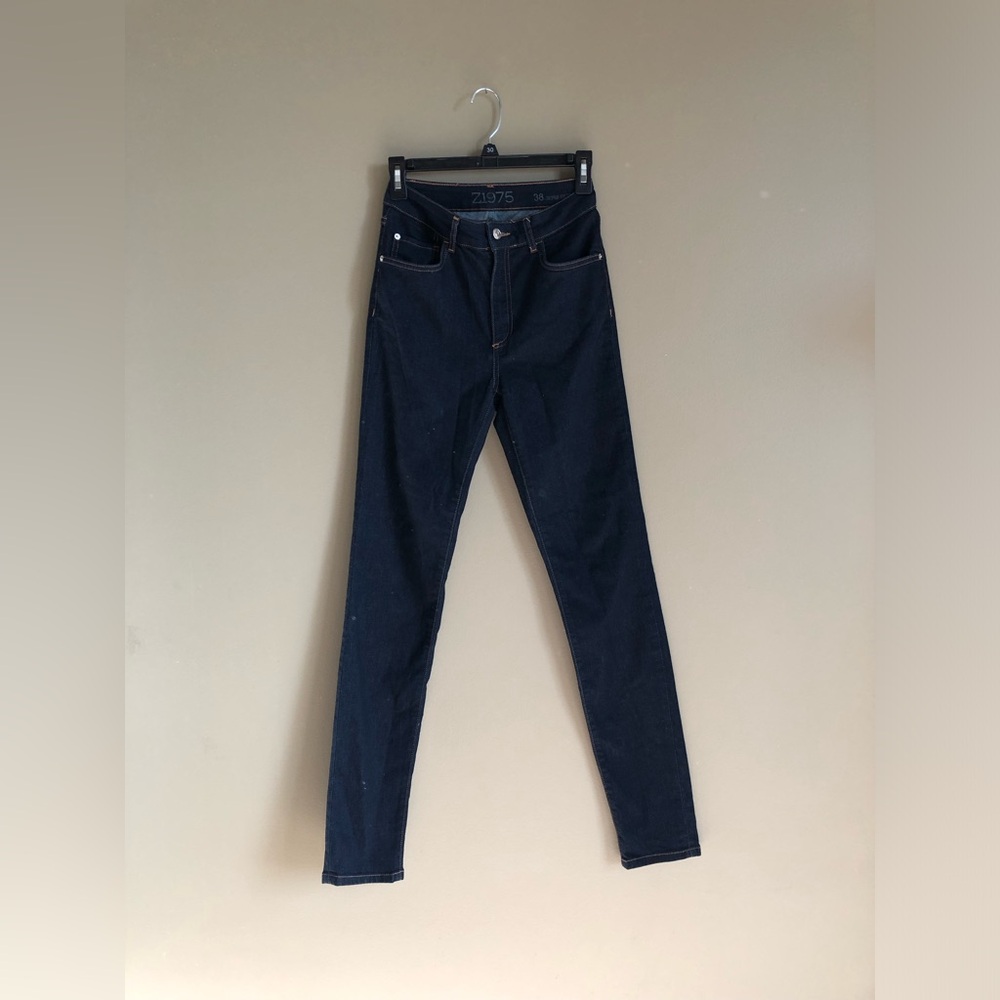 NWT Zara Women Z1975 38 Super High rise fit Denim blue Stretchy Skinny Jeans